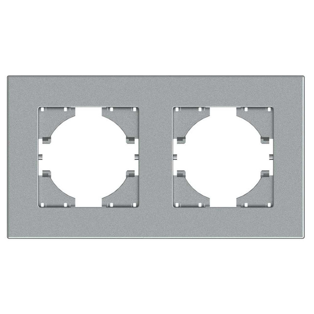 рамка 2 поста GUSI City горизонтальная серебро