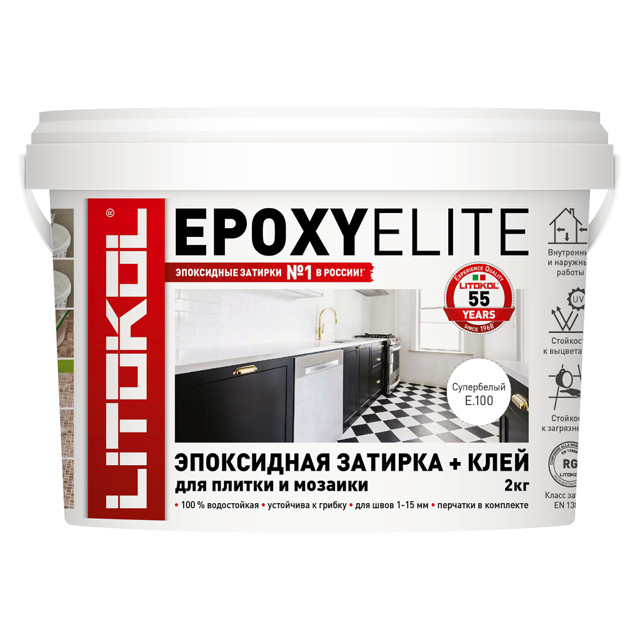 затирка для швов LITOKOL EpoxyElite двухкомп. эпокс. 2кг супербелая