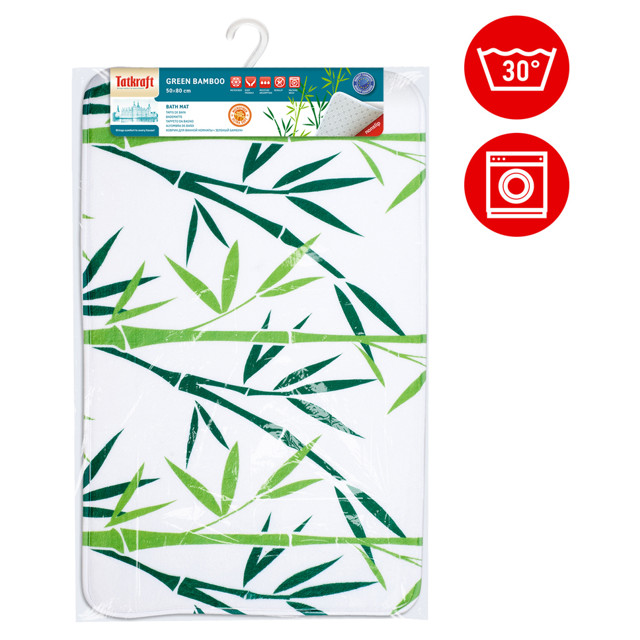коврик для ванной TATKRAFT Green Bamboo 50x80см полиэстер белый