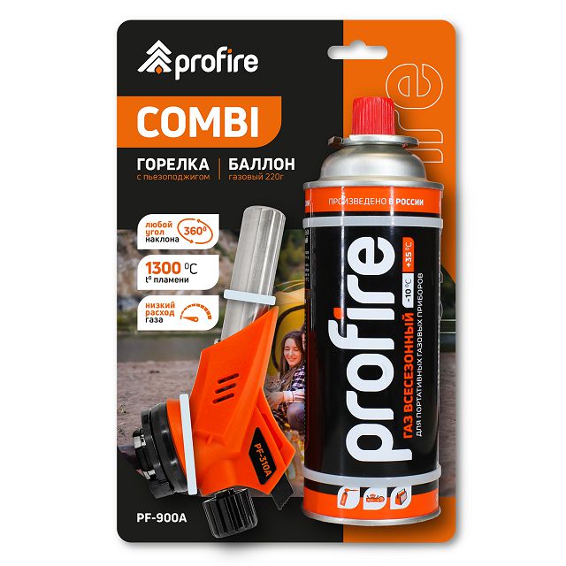 набор горелка газовая PROFIRE COMBI PF-900A + баллон газовый 220мл