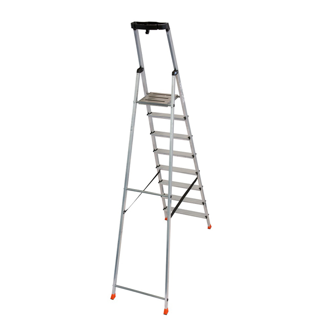стремянка односекционная KRAUSE Safety 8 ступеней алюминиевая