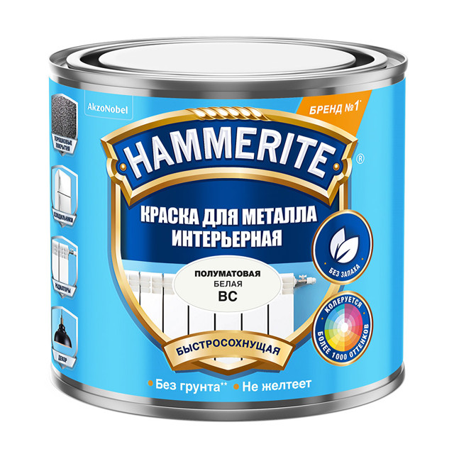 краска в/д HAMMERITE база BС интерьерная 0,5л бесцветная, арт.5588417