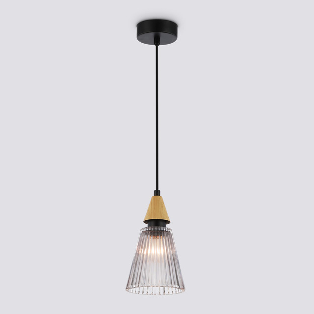 светильник подвесной AMBRELLA High Light E14 40Вт черный/светлое дерево/дымчатый