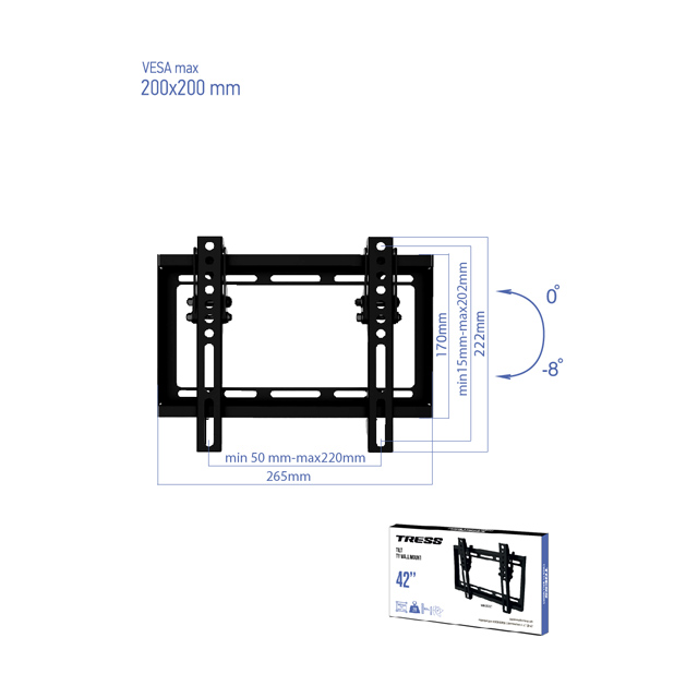 кронштейн TRESS WM 2022T VESA 75-200 до 35кг накл/черн. для телевизора