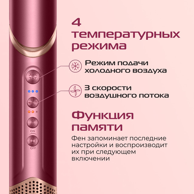 фен-щетка RED SOLUTION MS001 1200Вт 6 насадок ионизация технология AirFlip бордовый