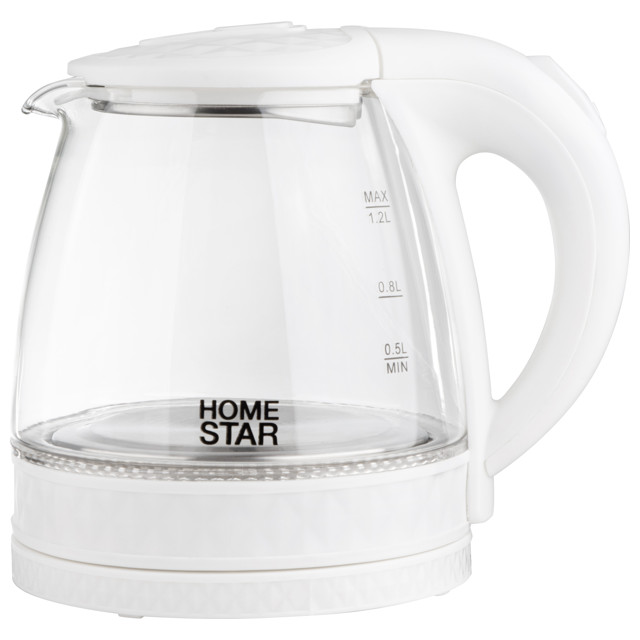 чайник HOMESTAR HS-1053 1500Вт 1,2л стекло белый