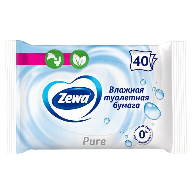 бумага туалетная Zewa Pure влажная 40шт