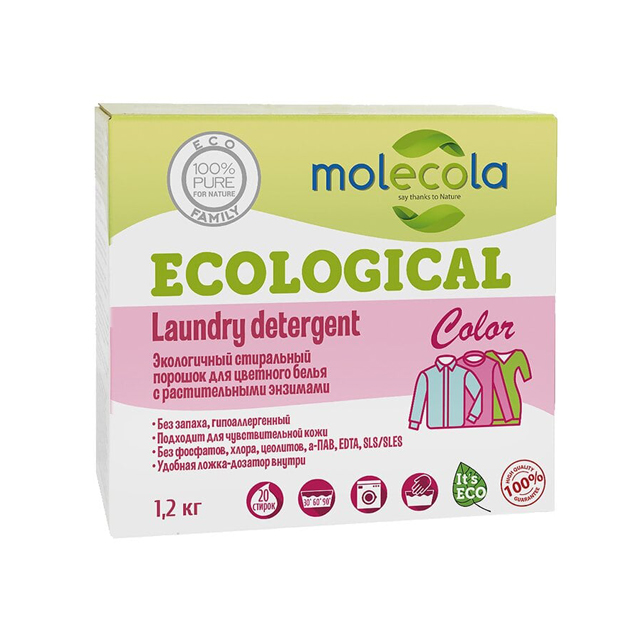 порошок стиральный MOLECOLA Ecological Color 1,2кг