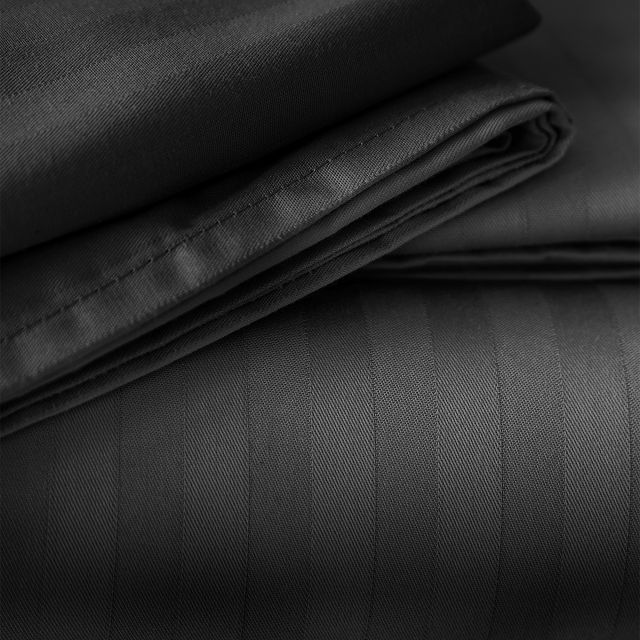 простыня на резинке VEROSSA Stripe 160х200х30см сатин-страйп черная, арт.784498