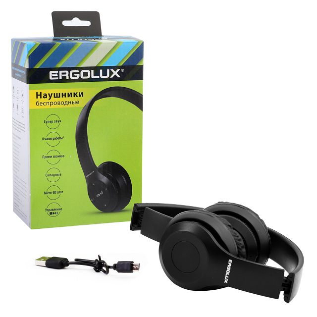 наушники полноразмерные ERGOLUX ELX-BTHP01-C02 беспроводные черный