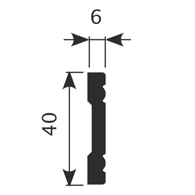 молдинг COSCA 40х6х2000мм белый, арт.СПБ070544/МХ015