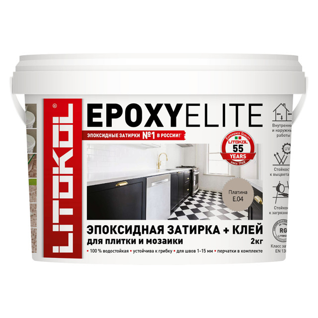 затирка для швов LITOKOL EpoxyElite двухкомп. эпокс. 2кг платина