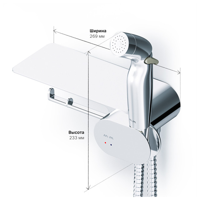 смеситель для душа AM.PM Like с гиг. душем и полкой скрытый монтаж хром