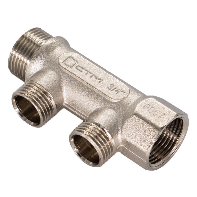 коллектор 2 выхода CTM  3/4" х 1/2" НР латунь