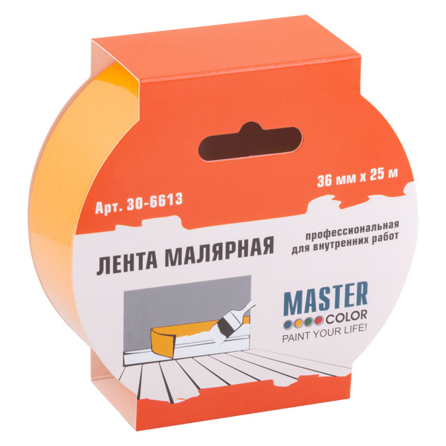 лента малярная Master Color для внутренних работ 36мм x 25м, арт.30-6613