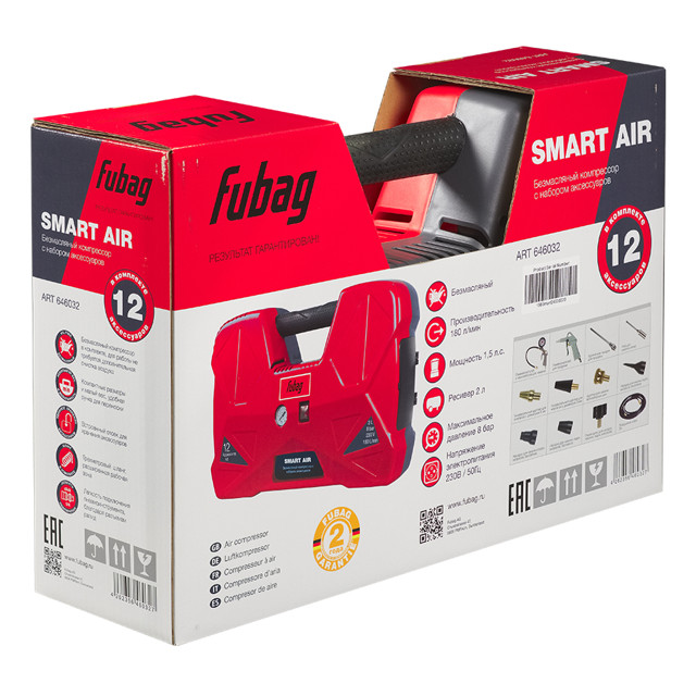 компрессор поршневой безмасляный FUBAG Smart Air 1100Вт 180л/мин 2л