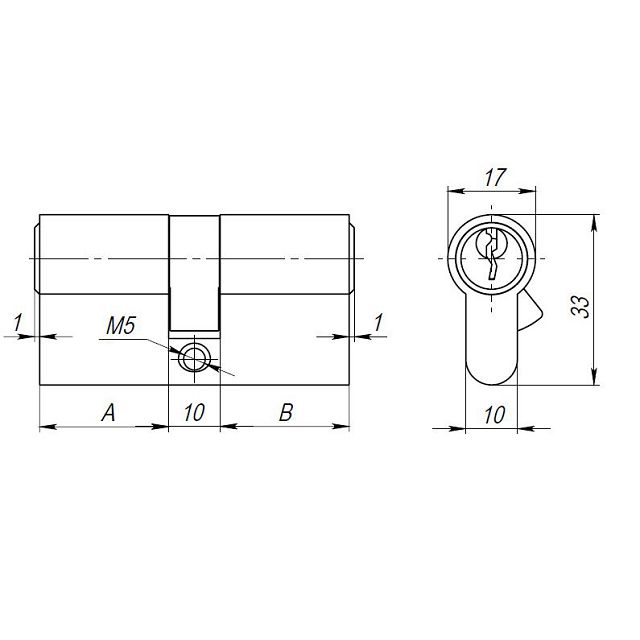 цилиндр ключевой AJAX ax100 60мм 30х30 бронза