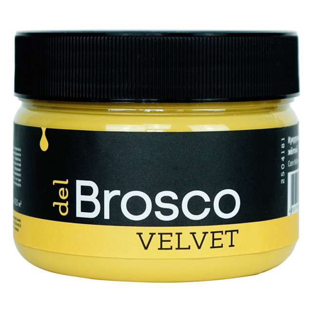 краска акриловая DEL BROSCO Velvet интерьерная 0,25л желтая, арт.2504181