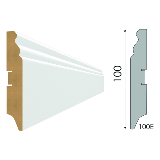 плинтус МДФ STELLA 100E 2000x100x16мм белый под покраску