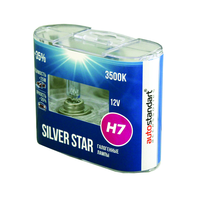 лампа AUTO STANDART H7 12В 55Вт +35% Silver Star 2шт