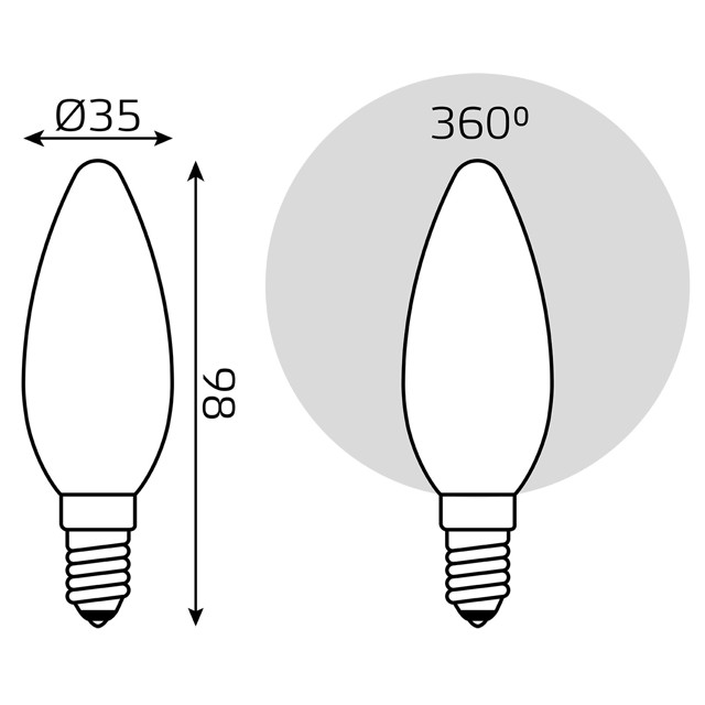 лампа филаментная GAUSS 5Вт LED Е14 420Лм LED 2700К milky Свеча