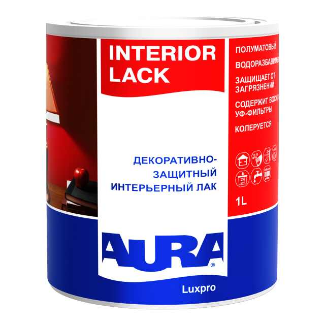 лак акриловый AURA Interior Lack 1л полуматовый, арт.4607003910747