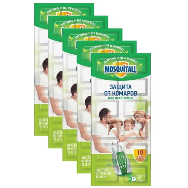 пластины MOSQUITALL Защита для всей семьи от комаров 12шт