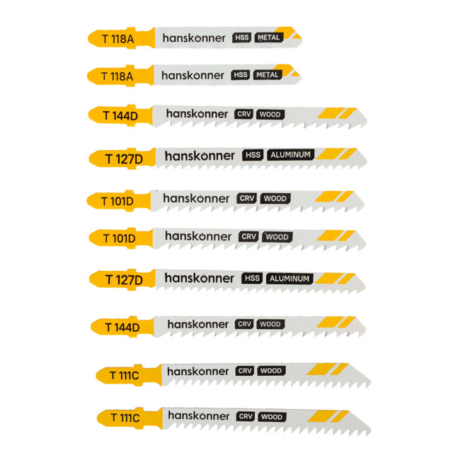 набор пилок для лобзика по дереву и металлу HANSKONNER 10шт