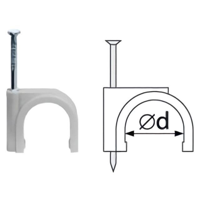 скоба для крепления кабеля VKL electric круглая 6мм 50шт белая