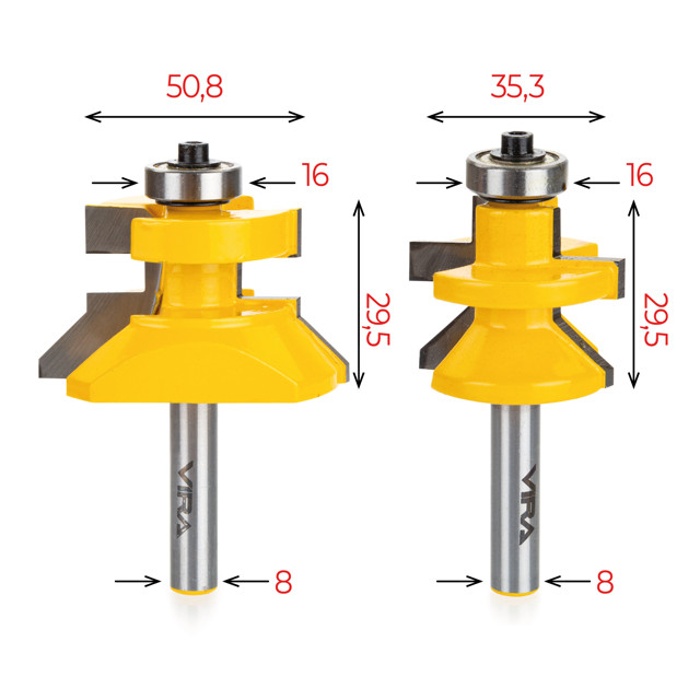набор фрез для изготовления вагонки VIRA 2 шт.