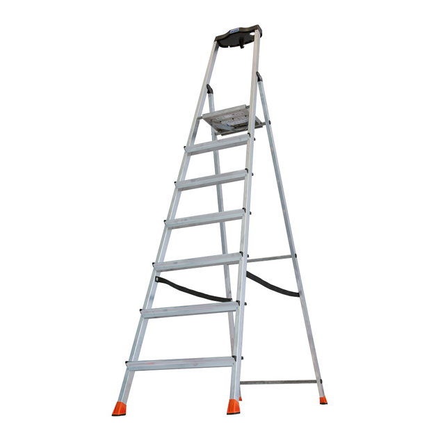 стремянка односекционная KRAUSE Safety 7 ступеней алюминиевая
