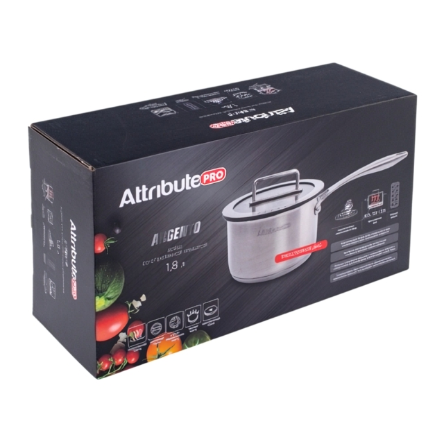 ковш ATTRIBUTE Argento 1,8л 16см нерж.сталь c крышкой индукция