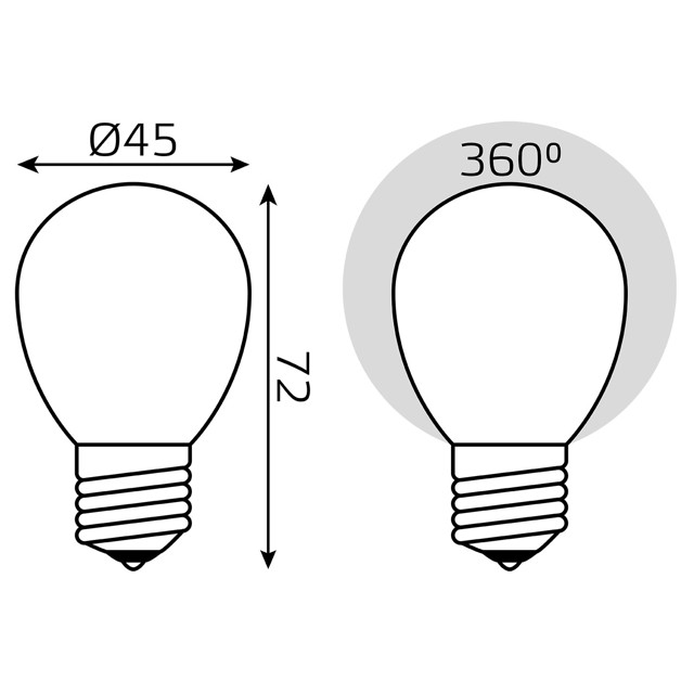 лампа филаментная GAUSS 5Вт LED Е27 450Лм 4100К milky Шар