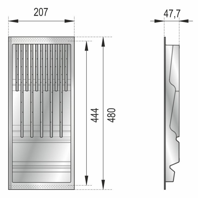 блок для ножей BLOKI PC15/GRPH 480х206х48мм пластик графит