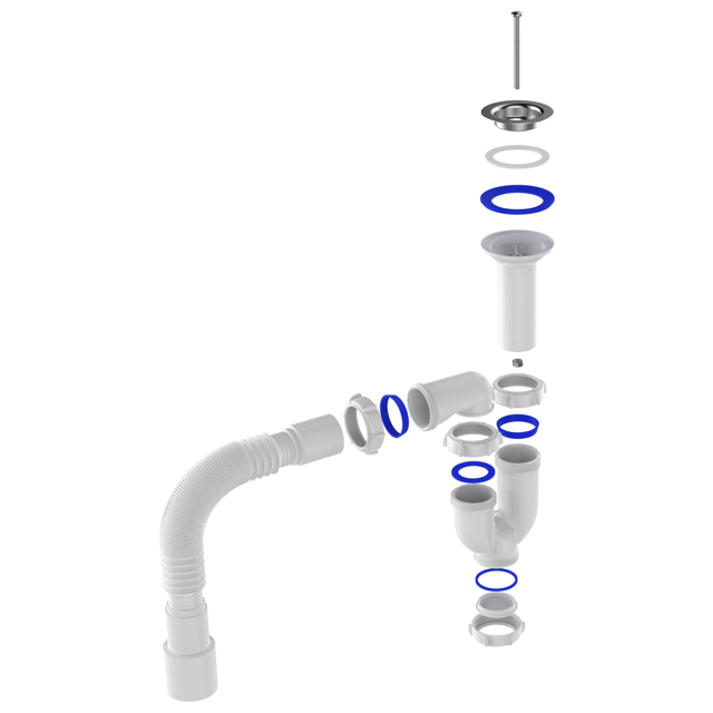 сифон для мойки AQUANT 1 1/2"х40мм прямоточный с гибкой трубой 40х40/50