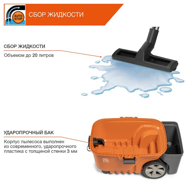 пылесос строительный DAEWOO DAVC 2000S 20л 1500Вт