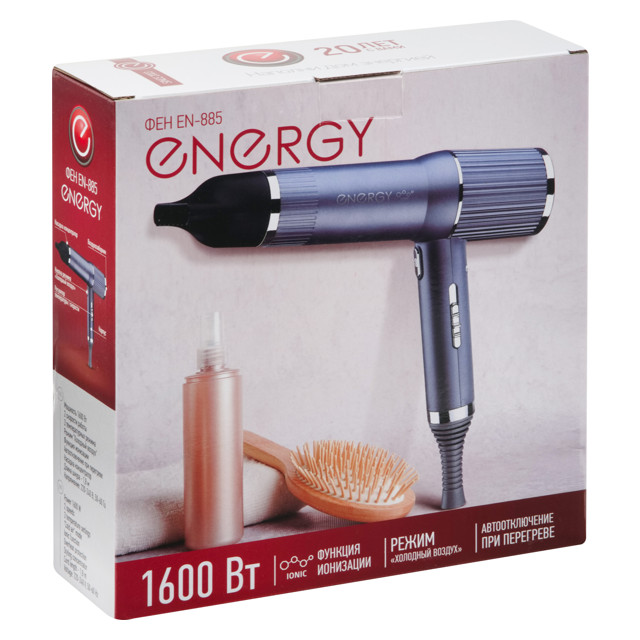 фен ENERGY EN-885 2000Вт 3 реж. ионизация серебристый
