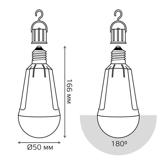 лампа Gauss 12Вт Е27 900Лм LED 3000К авар. с Li-Ion аккумулятором груша