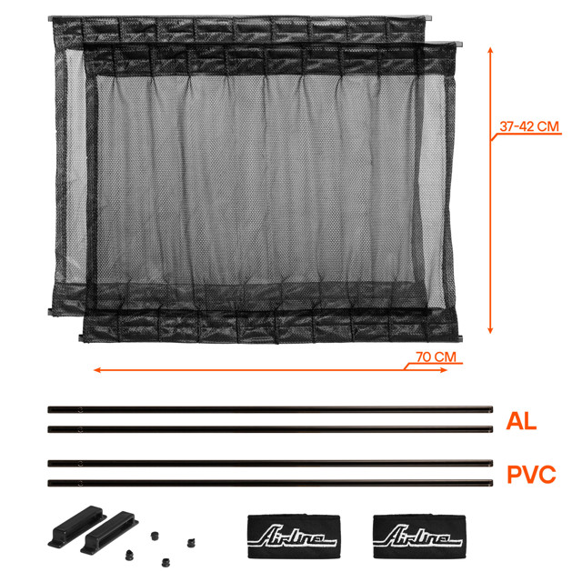шторки солнцезащитные AIRLINE S/70х37-42см раздвижные черный