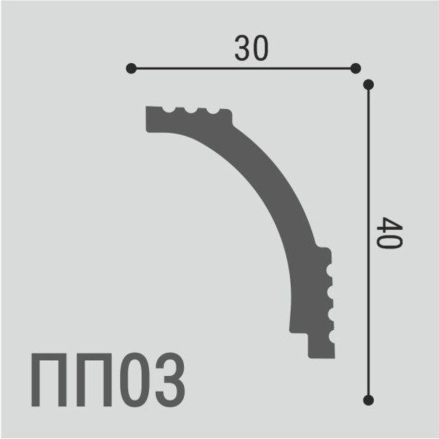 плинтус потолочный ДЕ-БАГЕТ ПП 03 40х30х2000мм полимер(xps), арт. 00-00106593