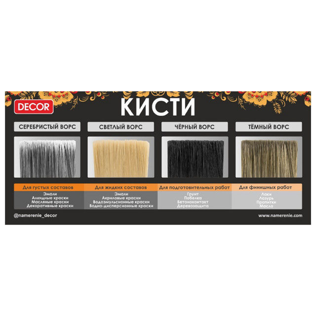 кисть универсальная DECOR смеш.щетина 35мм, арт.880-035