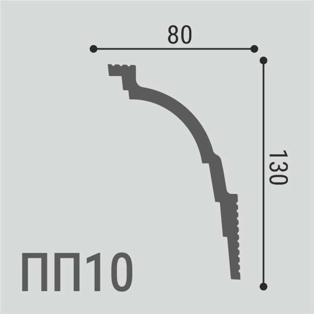 плинтус потолочный ДЕ-БАГЕТ ПП 10 130х80х2000мм полимер(xps), арт. 00-00107091