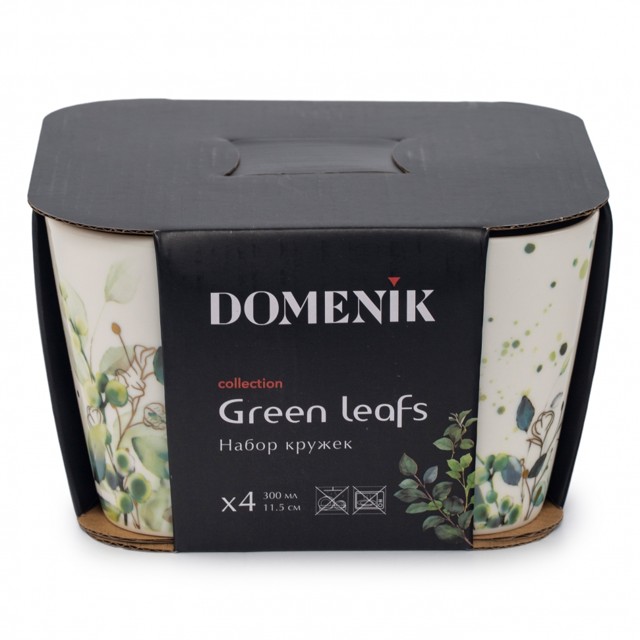 набор кружек DOMENIK Green leafs 4шт 300мл фарфор