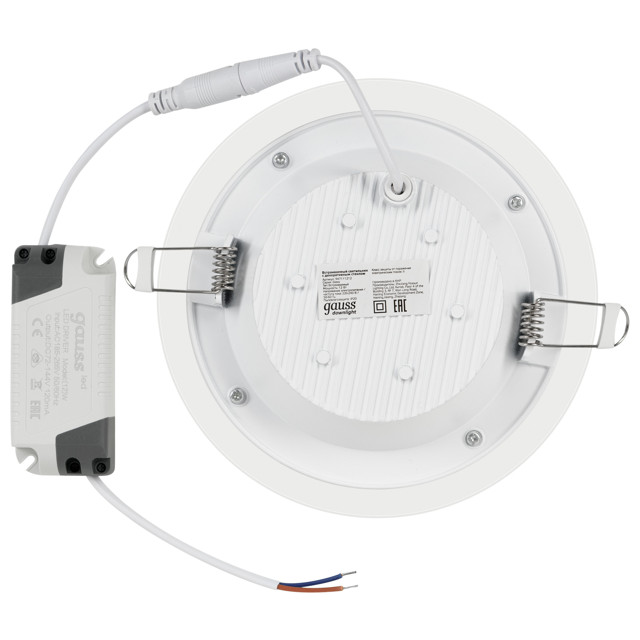 светильник встраиваемый GAUSS Glass LED 12Вт 990Лм 4000K IP20 круг с дек.стеклом белый