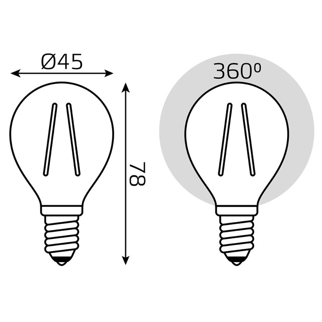лампа филаментная GAUSS Filament Elementary 10Вт Е14 LED 670Лм 4100К шар