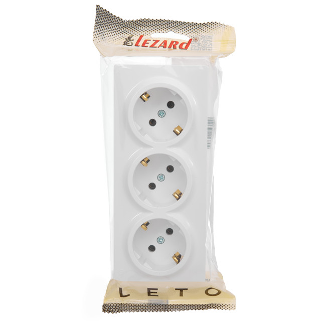 розетка 3 поста LEZARD Leto ПБТ с/з белый розетка 3 поста LEZARD Leto ПБТ с/з белый
