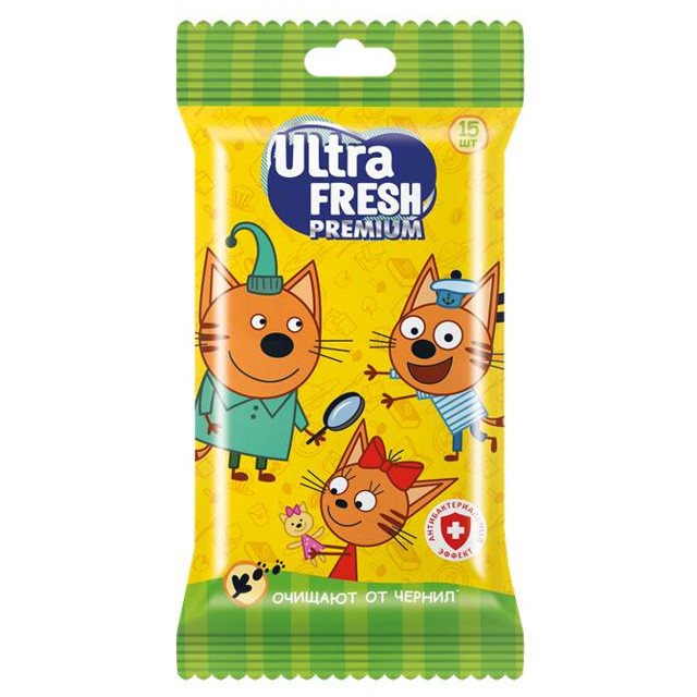 салфетки влажные ULTRAFRESH Premium Три Кота 15шт