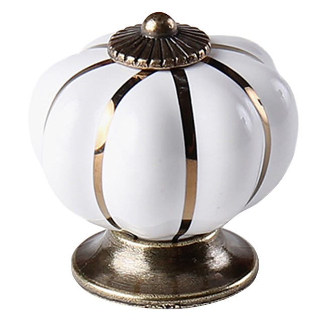 ручка-кнопка LARVIJ L4.knob02WH 40мм белый/античная бронза