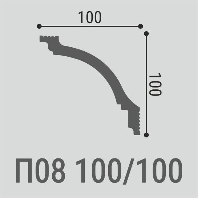 плинтус потолочный ДЕ-БАГЕТ П 08 100х100х2000мм полистирол, арт. 00-00003637