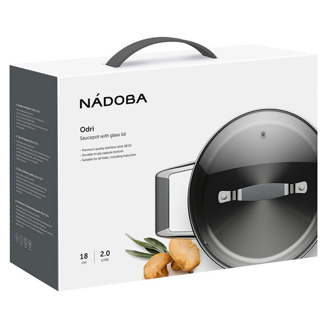 кастрюля NADOBA Odri 2л 18см нерж.сталь стеклянная крышка индукция